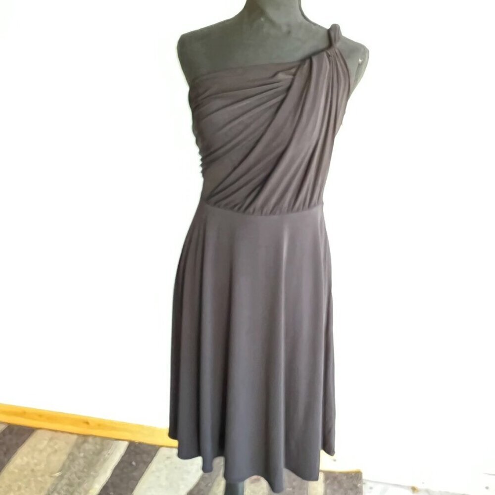 ANN TAYLOR flattering black one-shoulder dress size 4